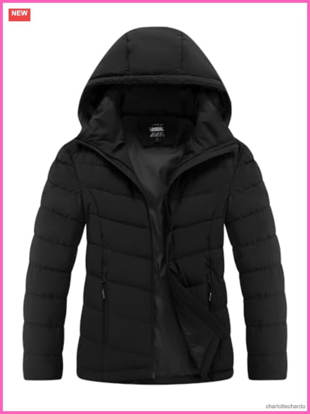 Women's Hooded Puffer Jacket Waterproof Light Winter Coat Full Zip